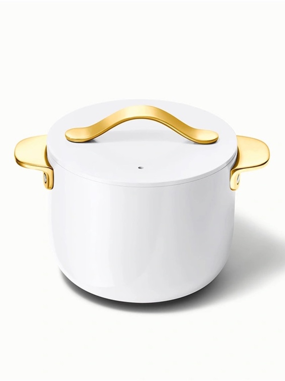 Caraway Iconic Petite Cooker 2 qt Non-Stick Ceramic Pot With Lid White & Gold